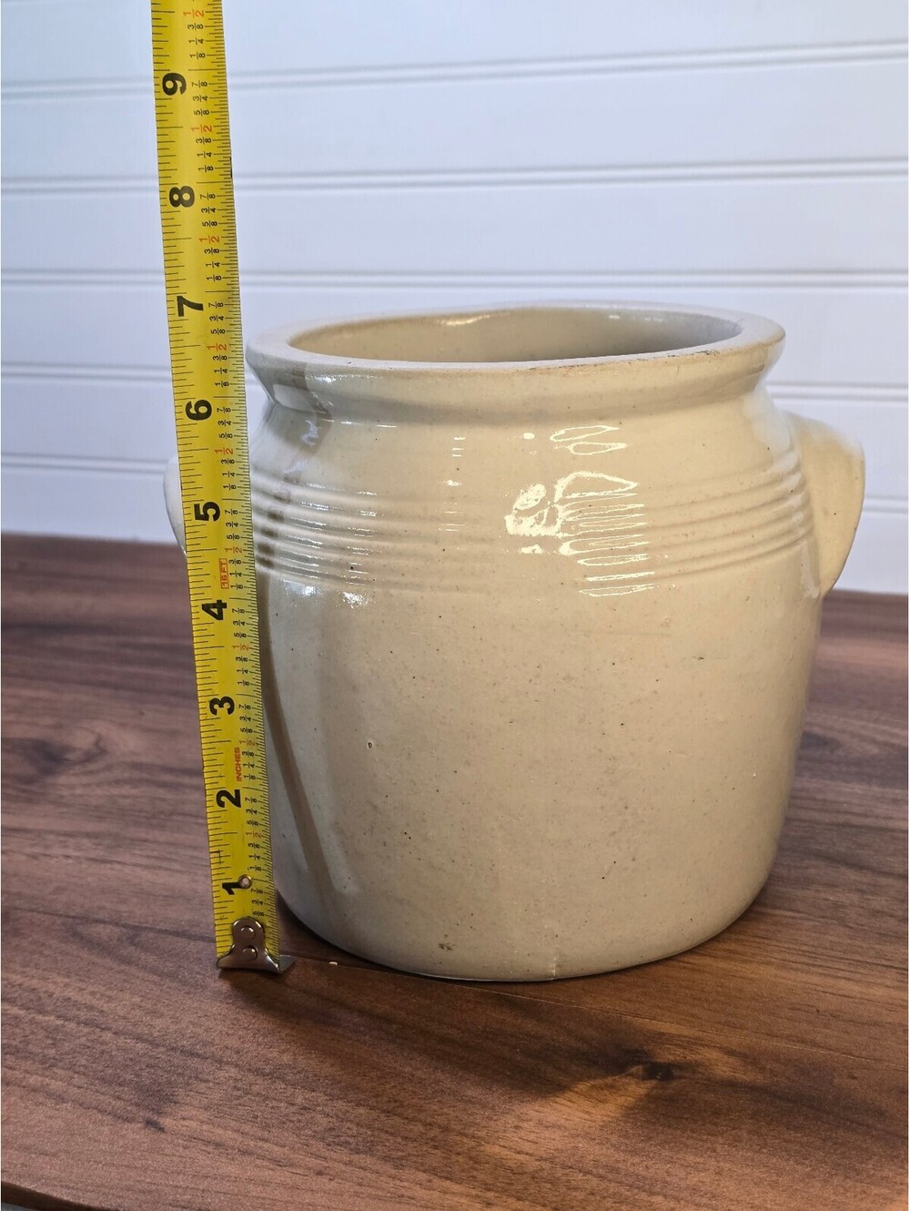 Vintage Stoneware Pottery Crock with Handles - Picture 7 of 9